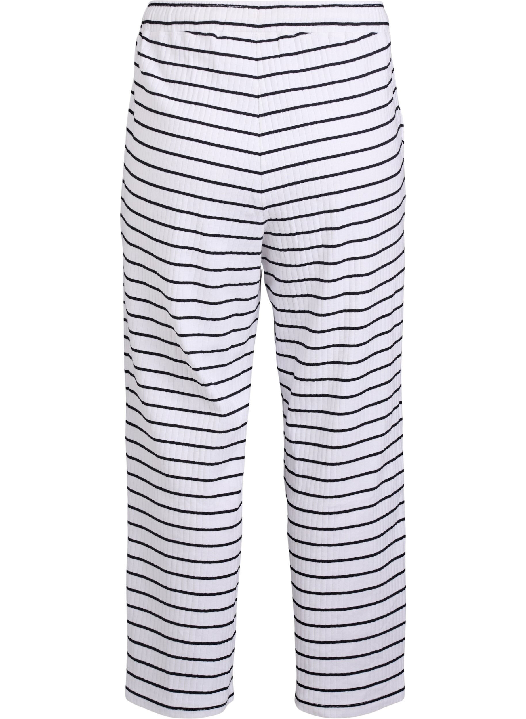 Zizzi Pantalon de nuit ample &agrave; rayures, Blanc, Packshot image number 1