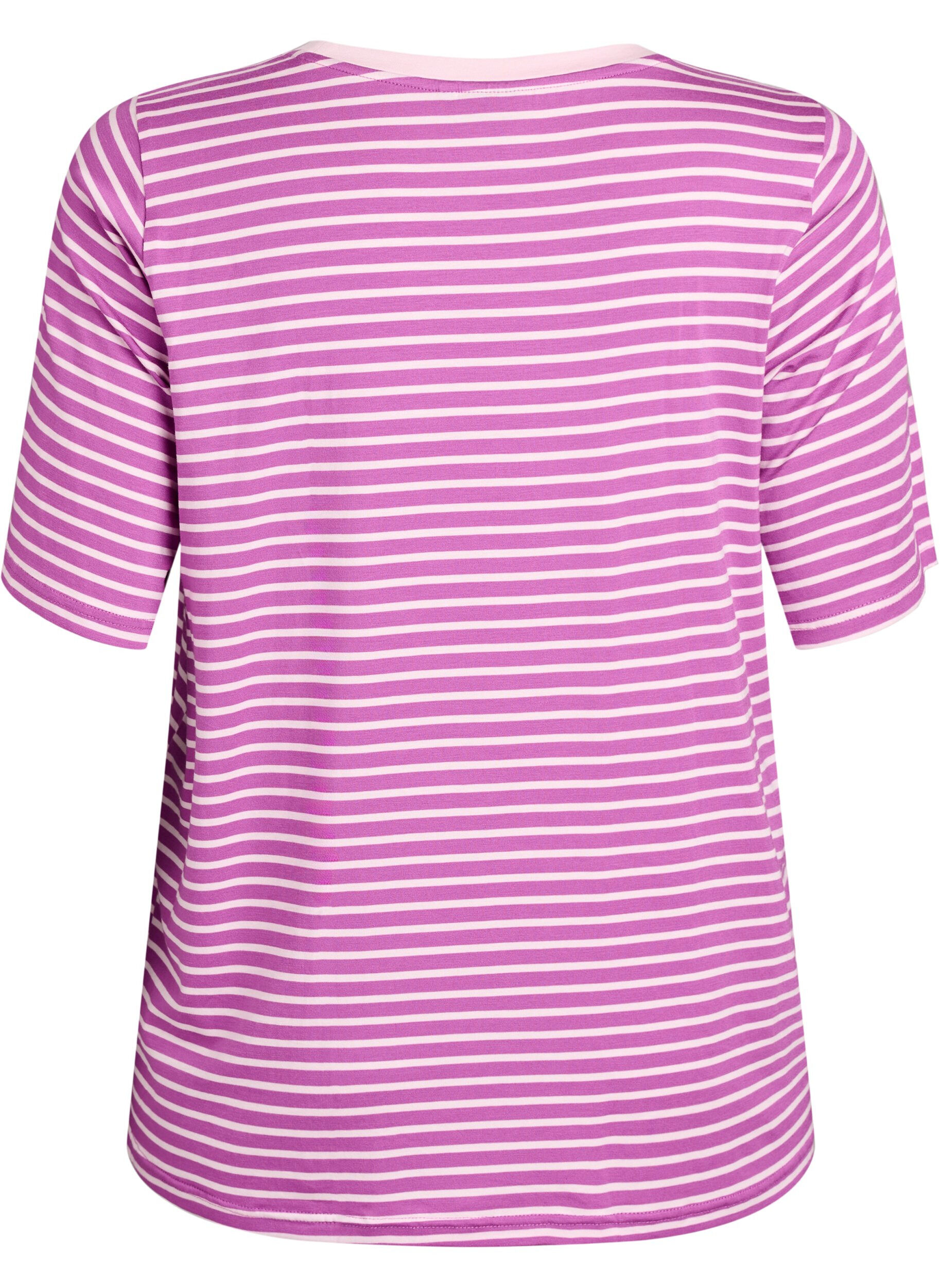 ZizziT-shirt en TENCEL&trade; Lyocell &agrave; rayures, Violet, Packshot image number 1
