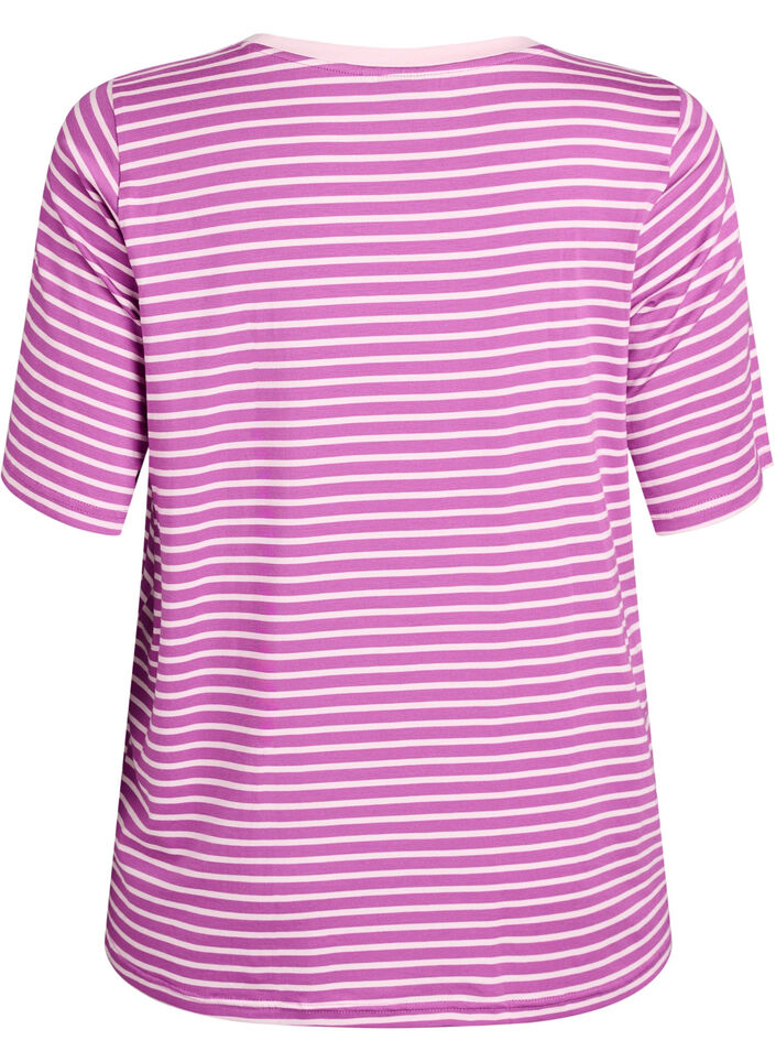 T-shirt en TENCEL&trade; Lyocell &agrave; rayures, Violet, Packshot image number 1