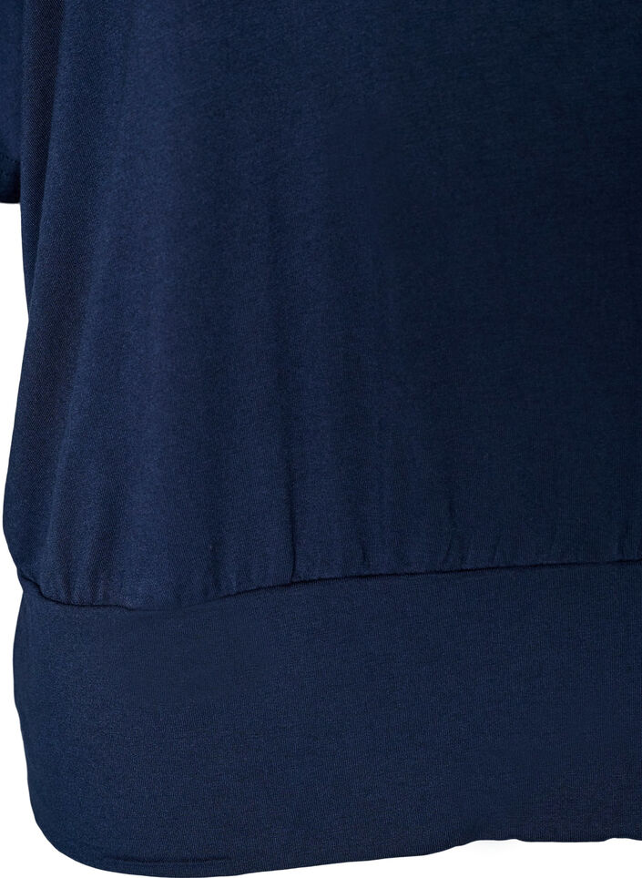Blouse en jersey avec des manches ballon au coude, Bleu, Packshot image number 3