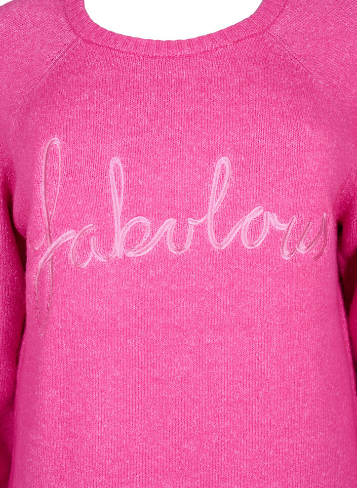 Chemisier en tricot avec texte brod&eacute;., Raspberry Rose, Packshot image number 2