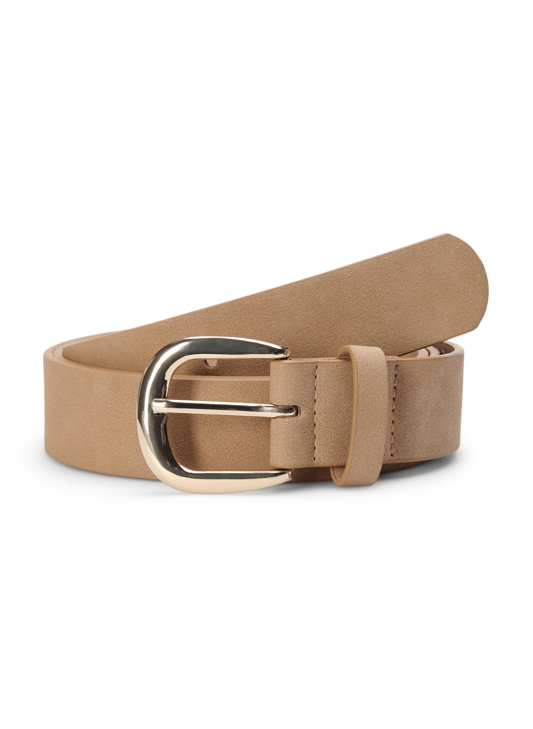 Zizzi Ceinture en simili-cuir &agrave; boucle dor&eacute;e, Beige, Packshot image number 0