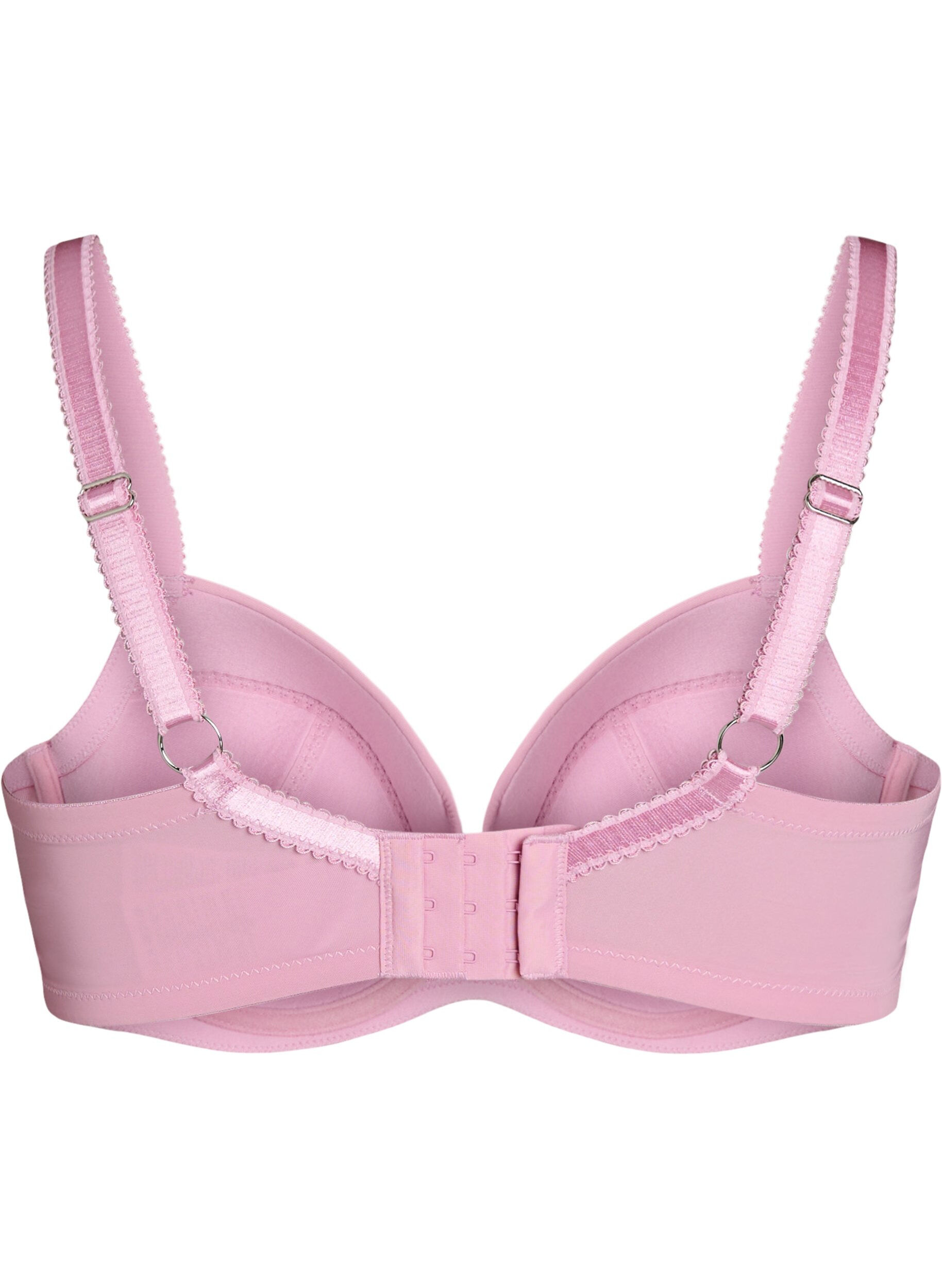 Zizzi Soutien-gorge rembourr&eacute; avec maille et broderie florale, Rose poudr&eacute;e, Packshot image number 1