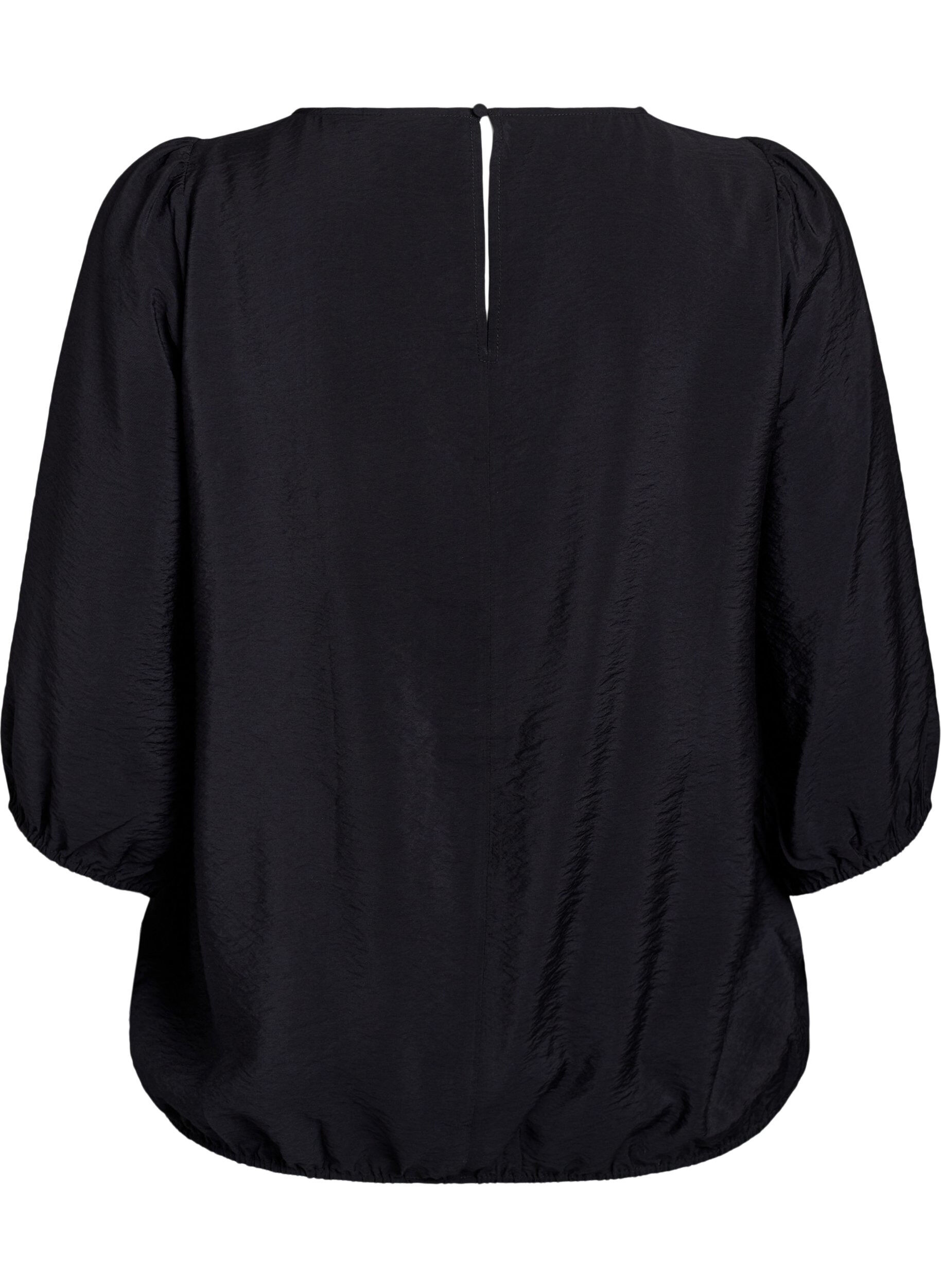 Zizzi Blouse avec manches 3/4 et d&eacute;tails en dentelle, Noir, Packshot image number 1