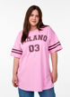 T-shirt coll&egrave;ge oversize et sportif, Rose, Model image number 0