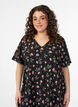 Robe &agrave; manches courtes avec col en V, Noir, Model image number 2