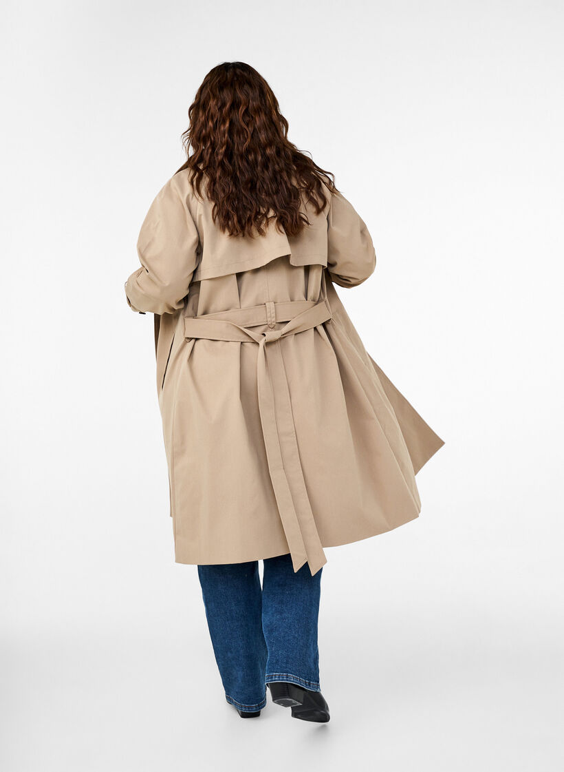 Trench coat long classique avec ceinture, Chinchilla, Model image number 1