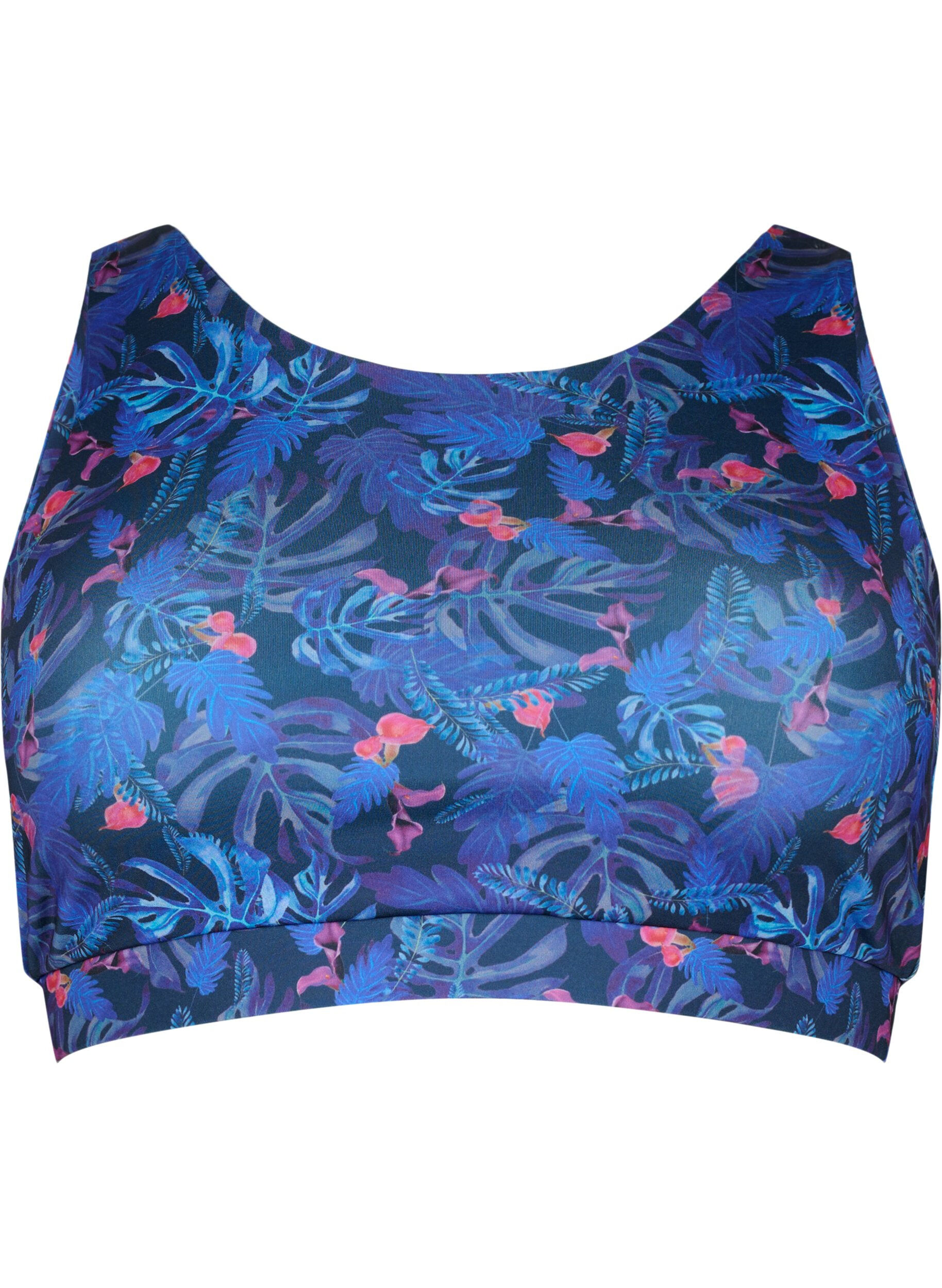 Zizzi Soutien-gorge de sport avec imprim&eacute;, Blue Leaf AOP, Packshot image number 0