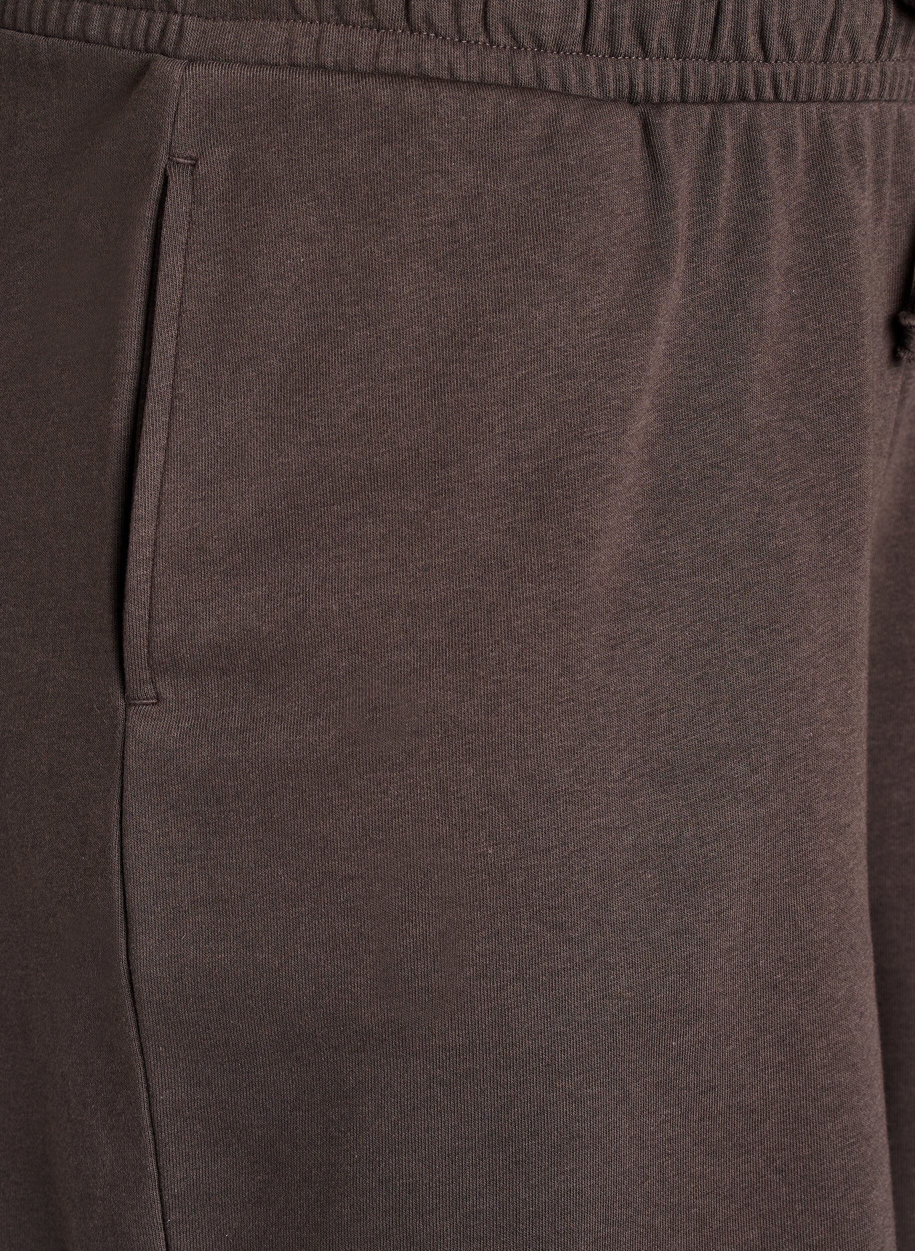 Zizzi Short en molleton taille haute avec poches, Marron, Packshot image number 2