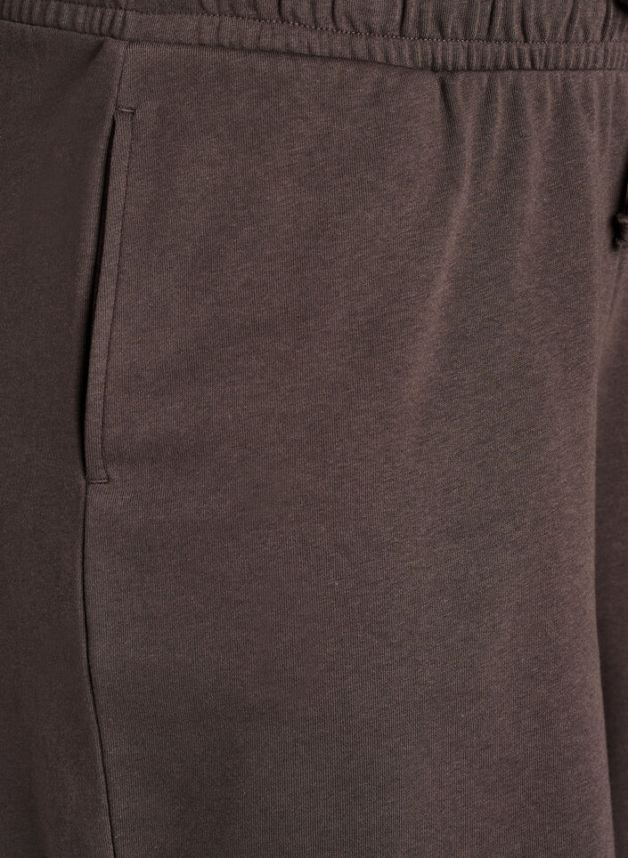 Short en molleton taille haute avec poches, Marron, Packshot image number 2