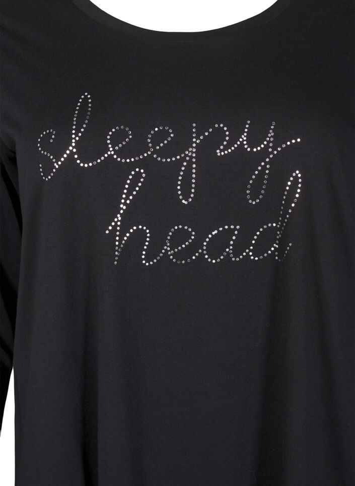 Chemise de nuit à manches longues en coton bio, Noir, Packshot image number 2