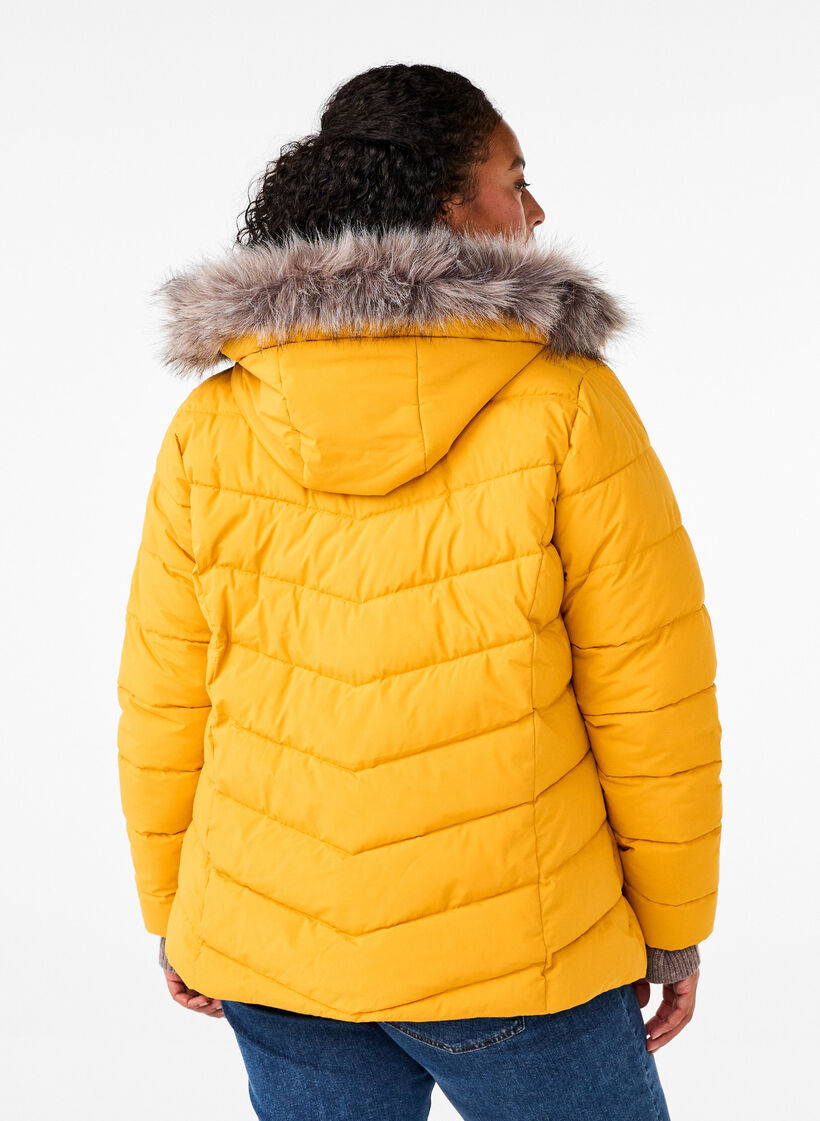 Veste courte à capuche, Jaune, Model image number 2