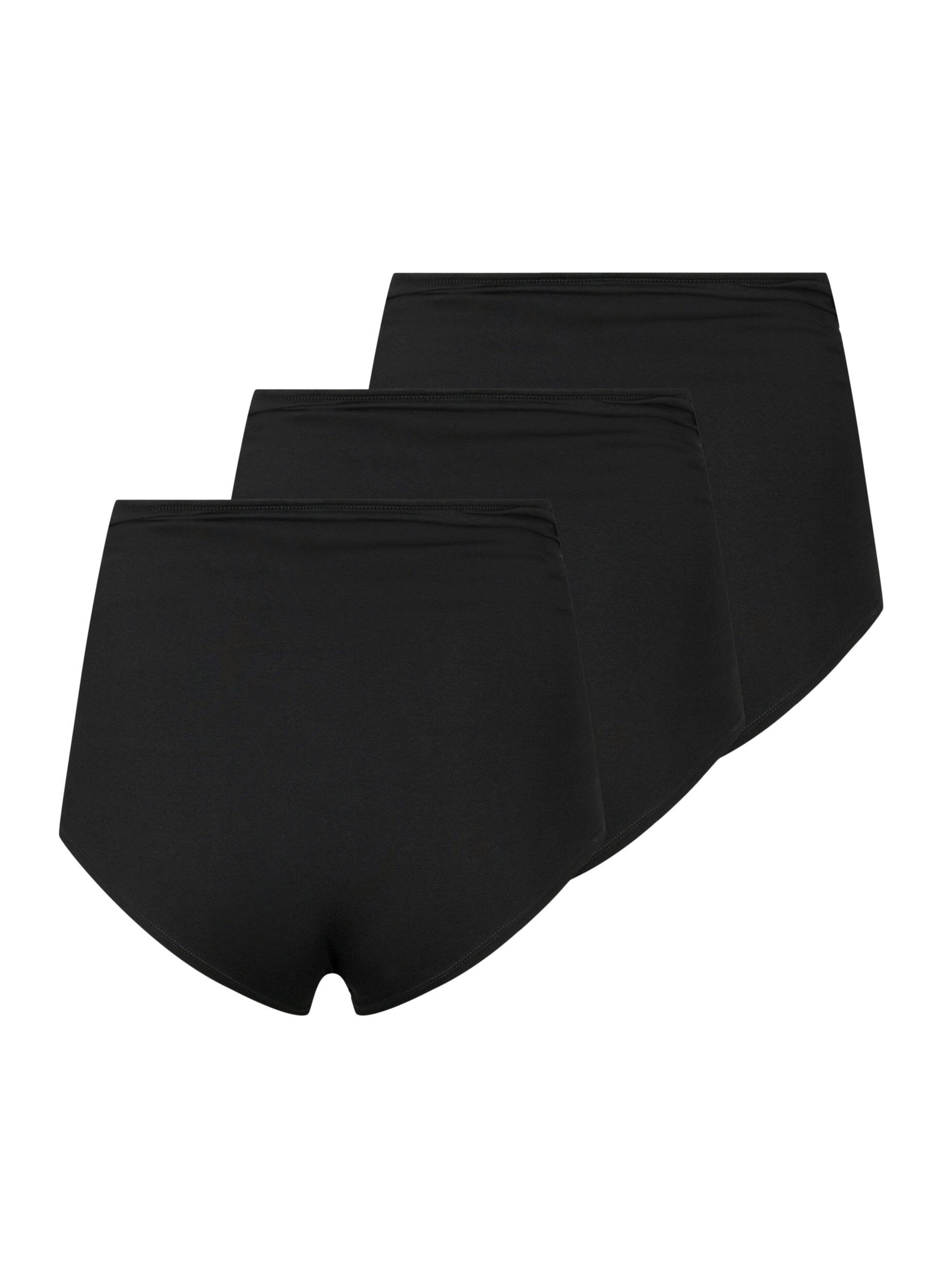 Zizzi Lot de 3 culottes de maternit&eacute; en coton, Noir, Packshot image number 1