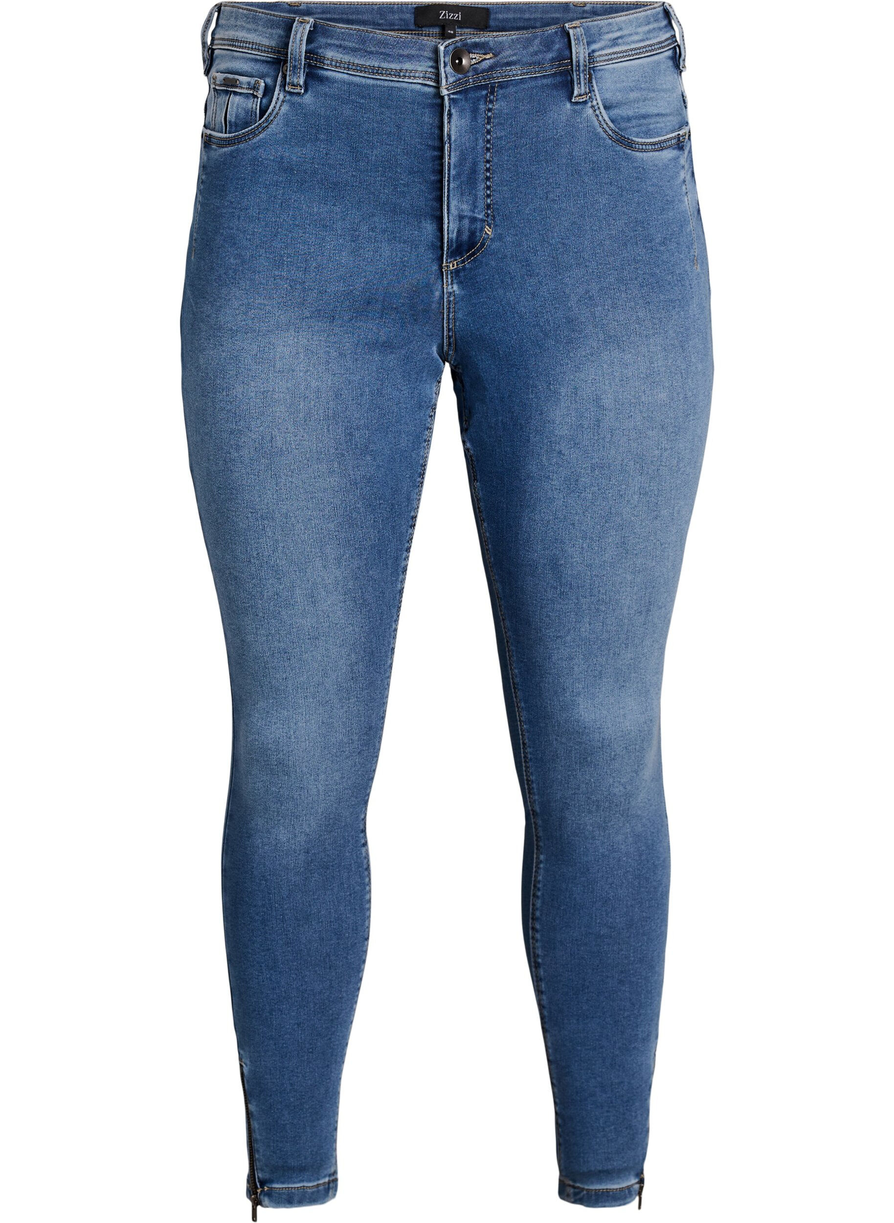 Zizzi Jean crop Amy avec d&eacute;tails zipp&eacute;s, Bleu, Packshot image number 0