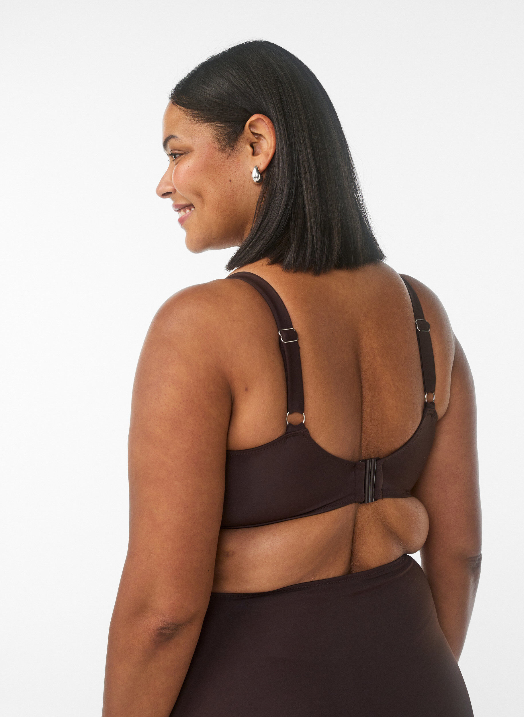 Zizzi Soutien-gorge de bikini &agrave; armatures avec drap&eacute;, Marron, Model image number 2