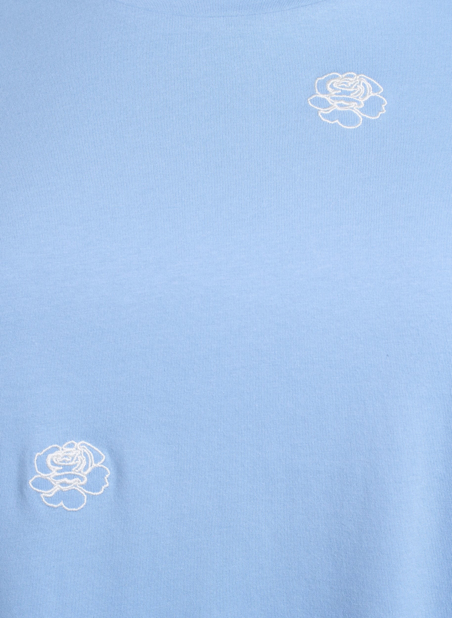 Zizzi T-shirt en coton biologique avec motifs brod&eacute;s, Bleu Clair, Packshot image number 2