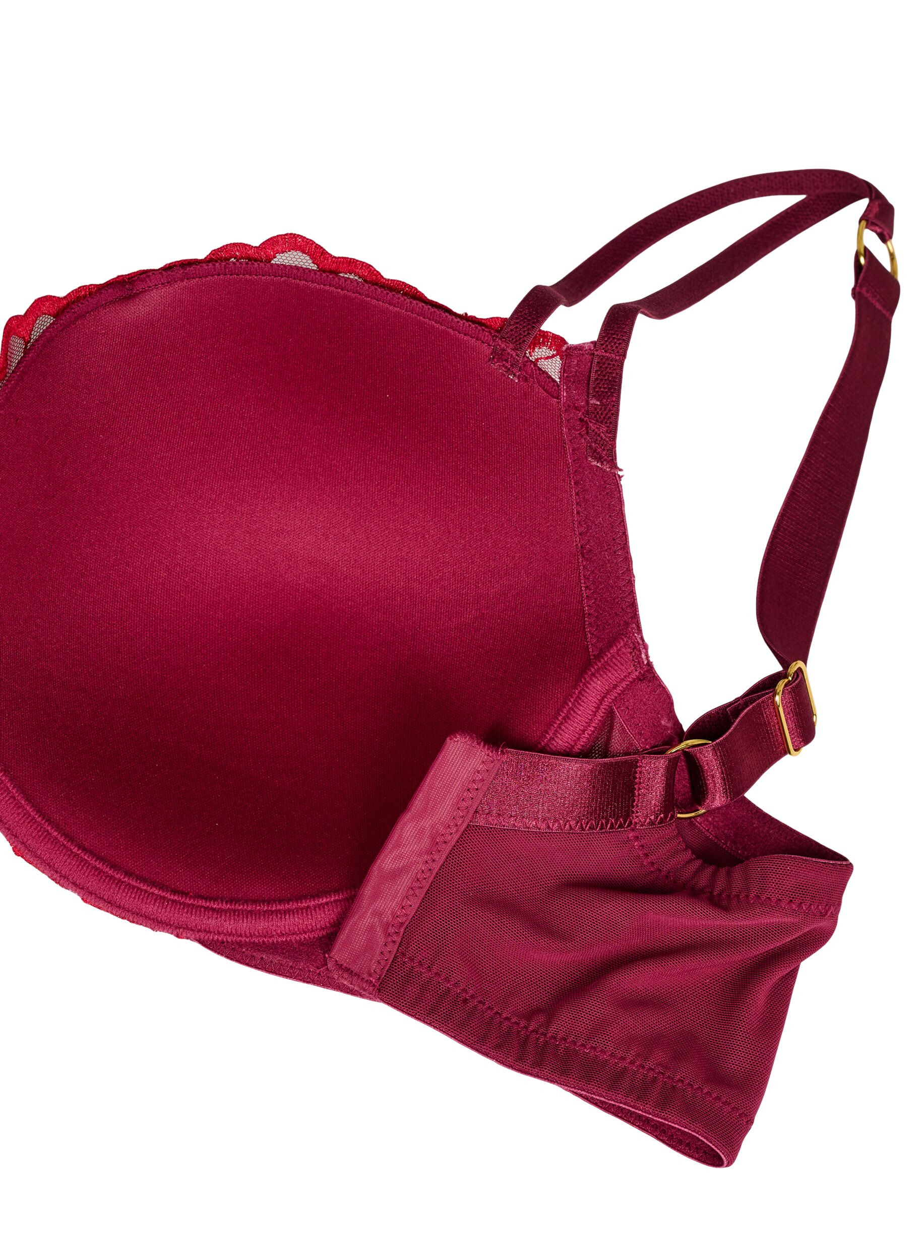 Zizzi Soutien-gorge moul&eacute; &agrave; motif brod&eacute;, Rouge, Packshot image number 3