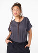 T-shirt &agrave; manches courtes en m&eacute;lange de coton, Gris anthracite, Model image number 0