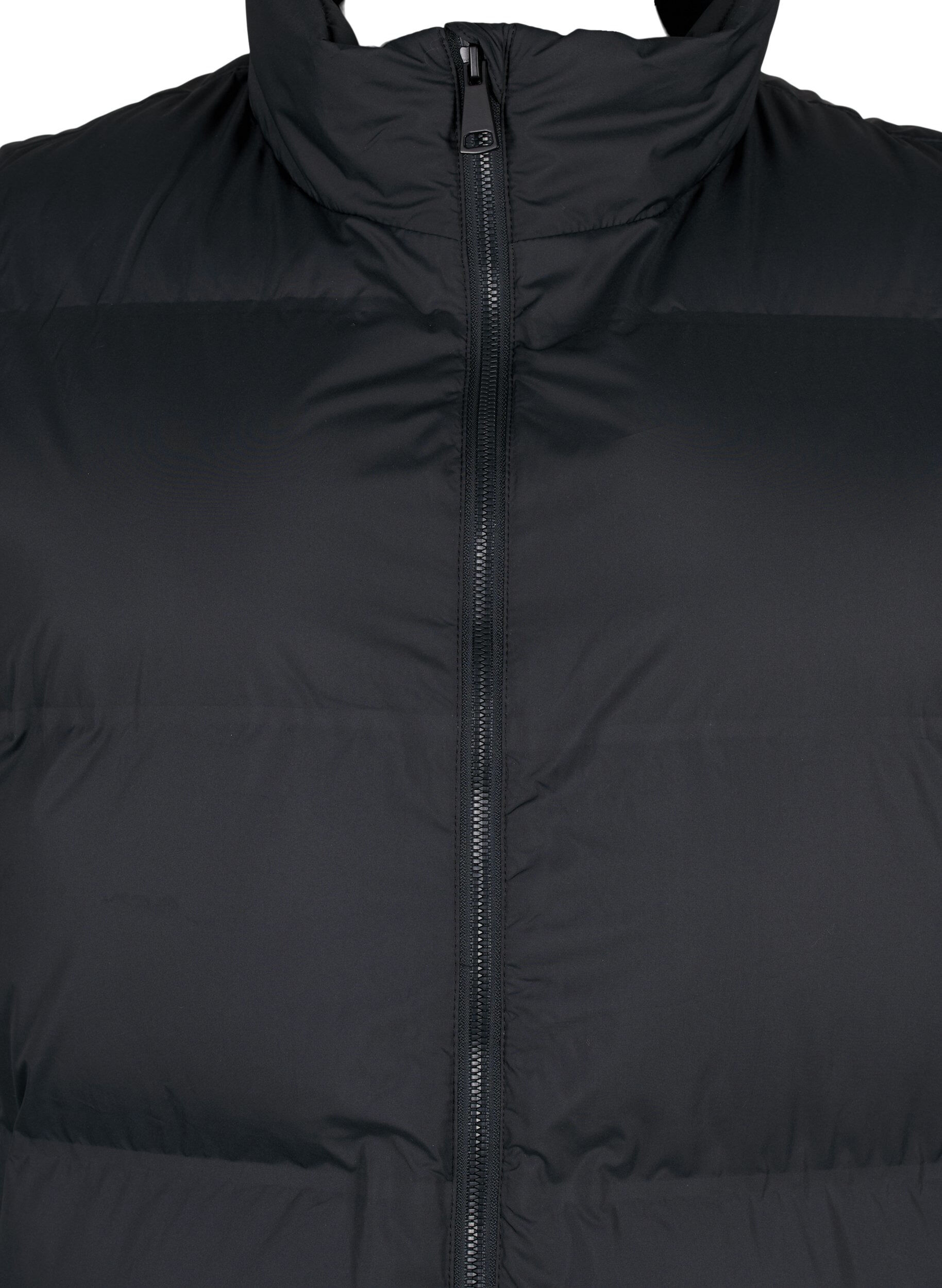 ZizziGilet long avec poches et fermeture &eacute;clair &agrave; double sens, Noir, Packshot image number 2