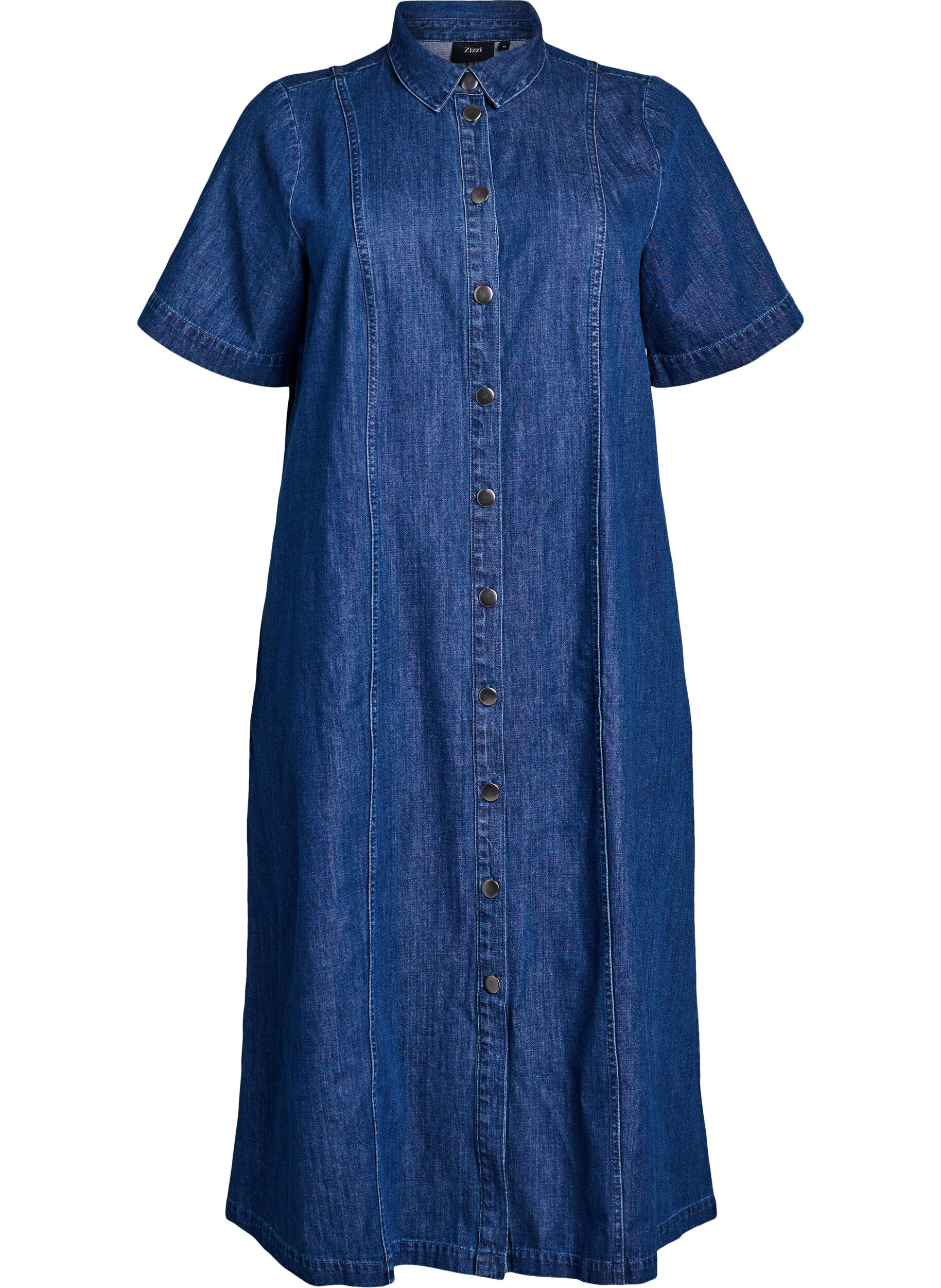 Robe-chemise en denim mi-longue
