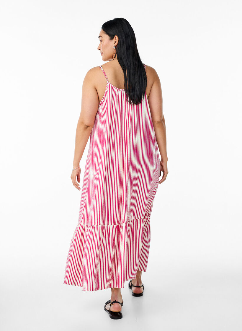 Robe d'&eacute;t&eacute; &agrave; rayures et &agrave; forme en A, Rose, Model image number 1