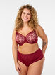 Soutien-gorge avec dentelle brod&eacute;e et bonnets moul&eacute;s, Bordeaux fonc&eacute;, Model image number 1