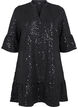 Robe à paillettes avec col en V et manches 3/4, Black w. Bl. Sequins, Packshot image number 0