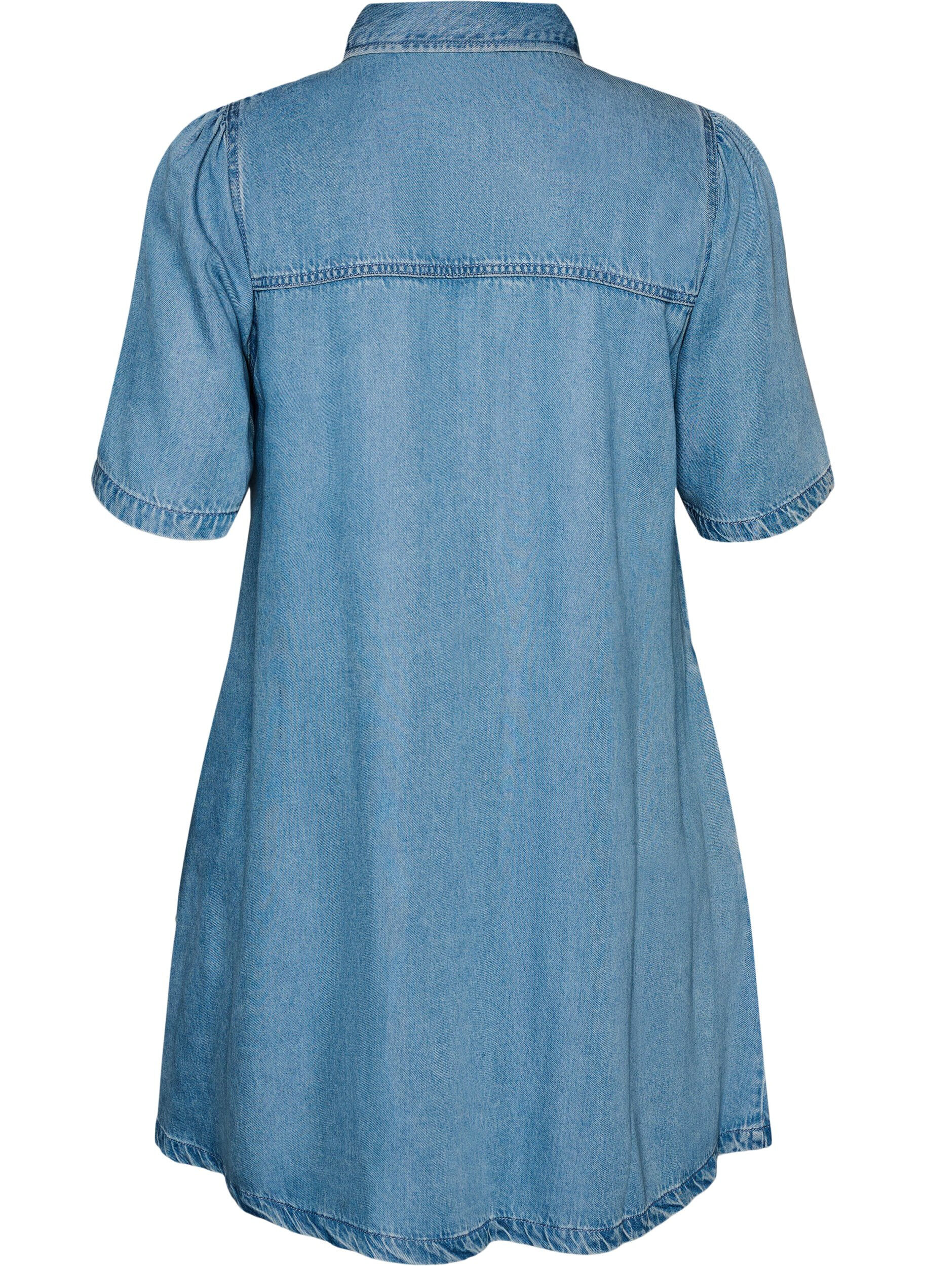 ZizziRobe en jean en lyocell avec boutons et manches courtes, Bleu Clair, Packshot image number 1