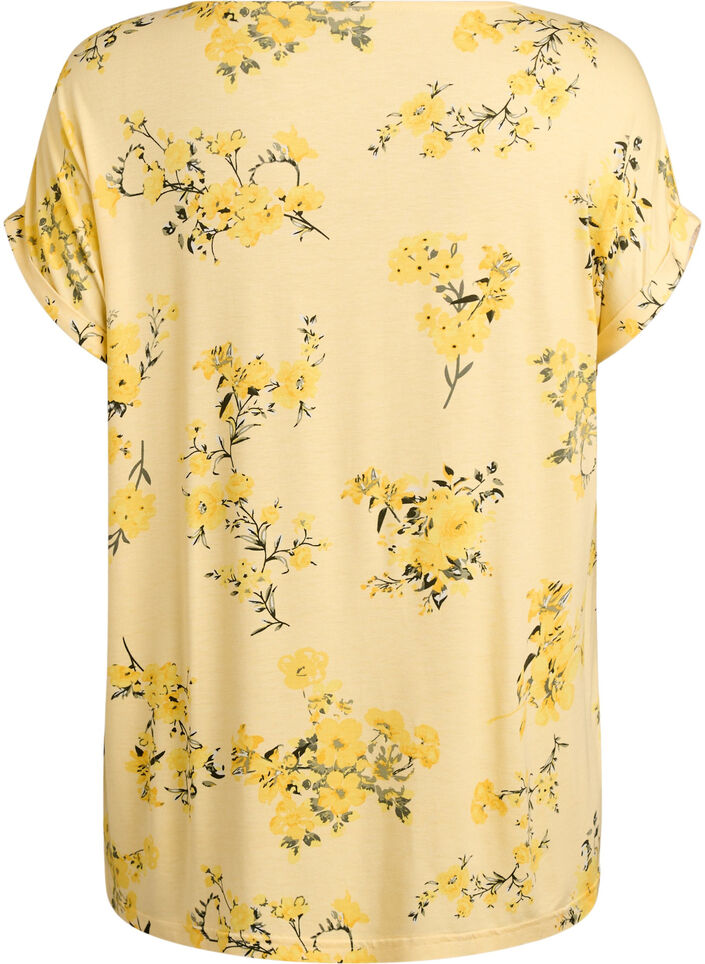 T-shirt avec imprim&eacute; floral, Jaune clair, Packshot image number 1