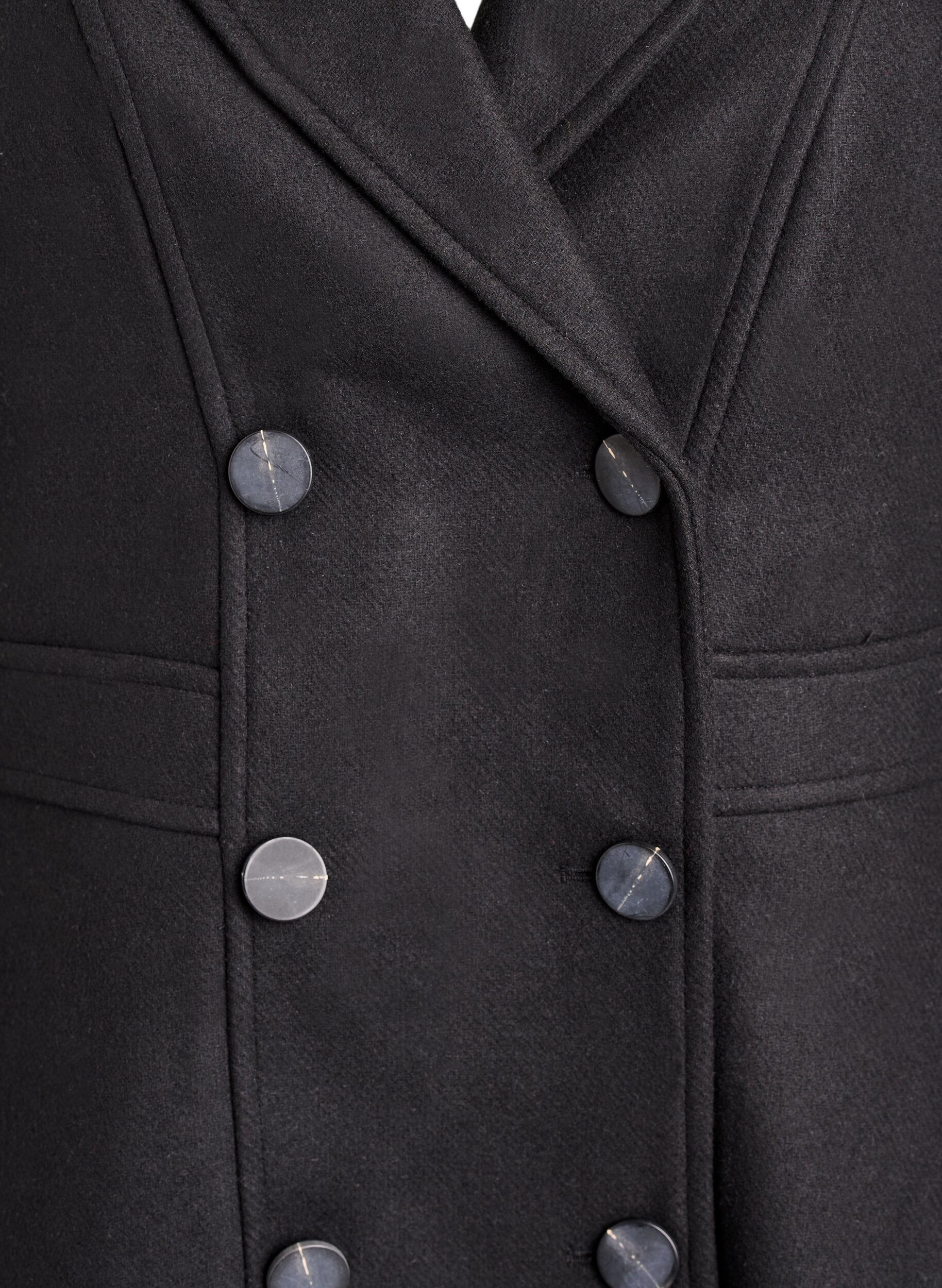 Zizzi Manteau en laine coupe A avec poches, Noir, Packshot image number 2
