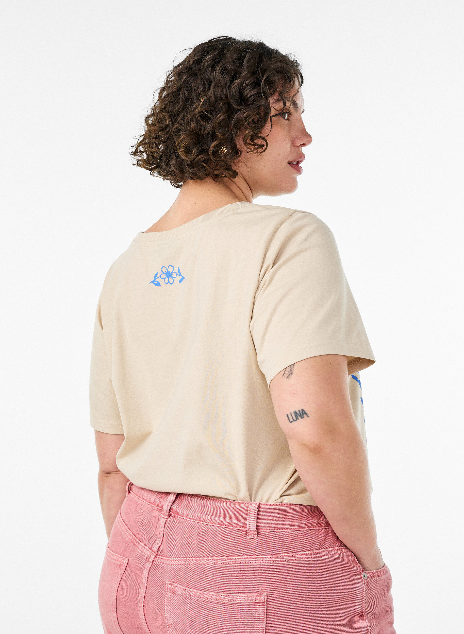 ZizziT-shirt en coton avec imprim&eacute;, Beige, Model image number 2