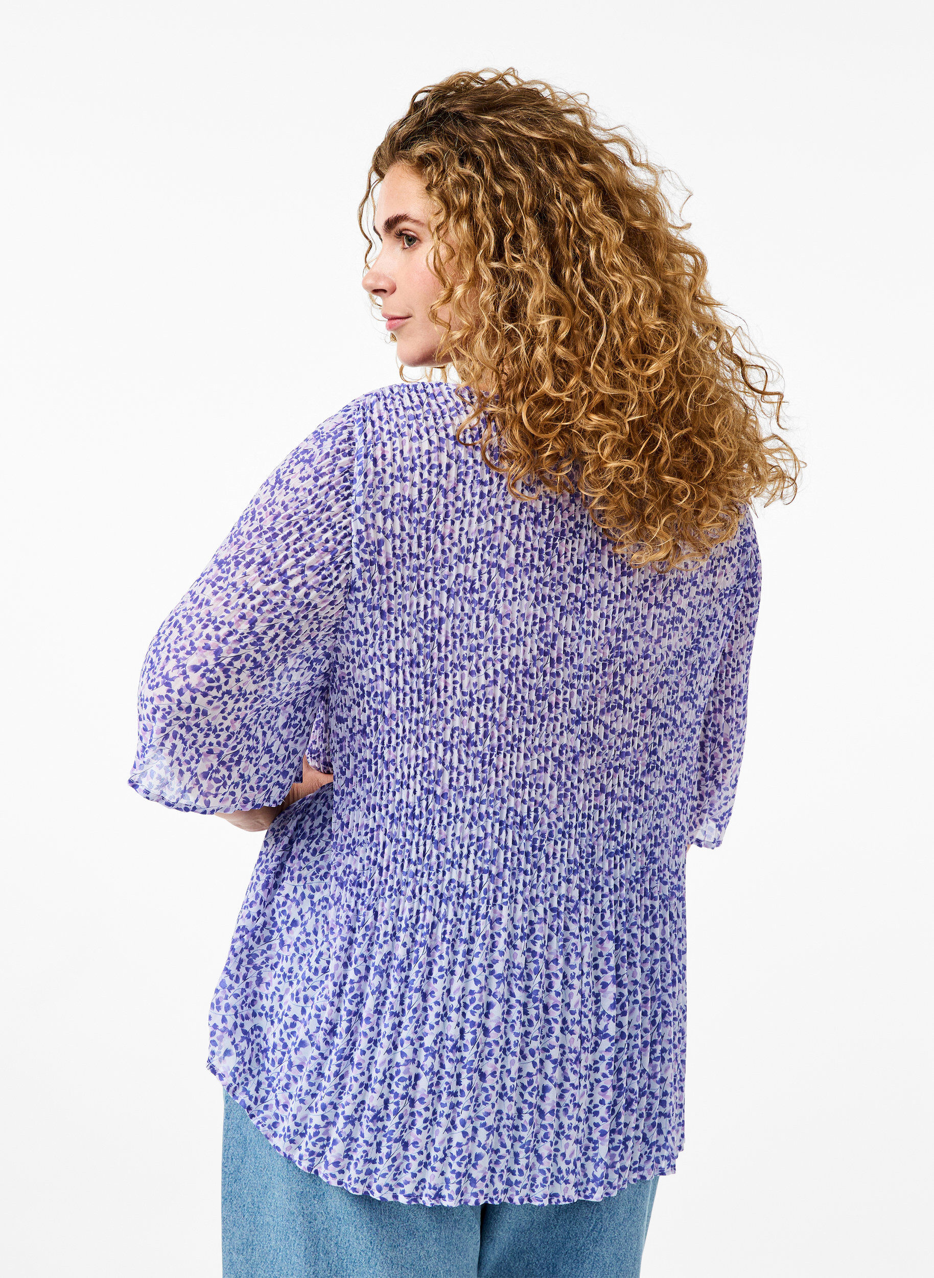 Zizzi Chemisier floral pliss&eacute;, Small Flower AOP, Model image number 1