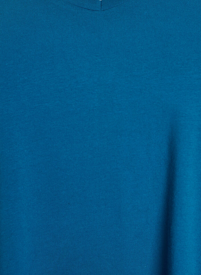 T-shirt basique en coton de couleur unie, Bleu p&eacute;trole, Packshot image number 2