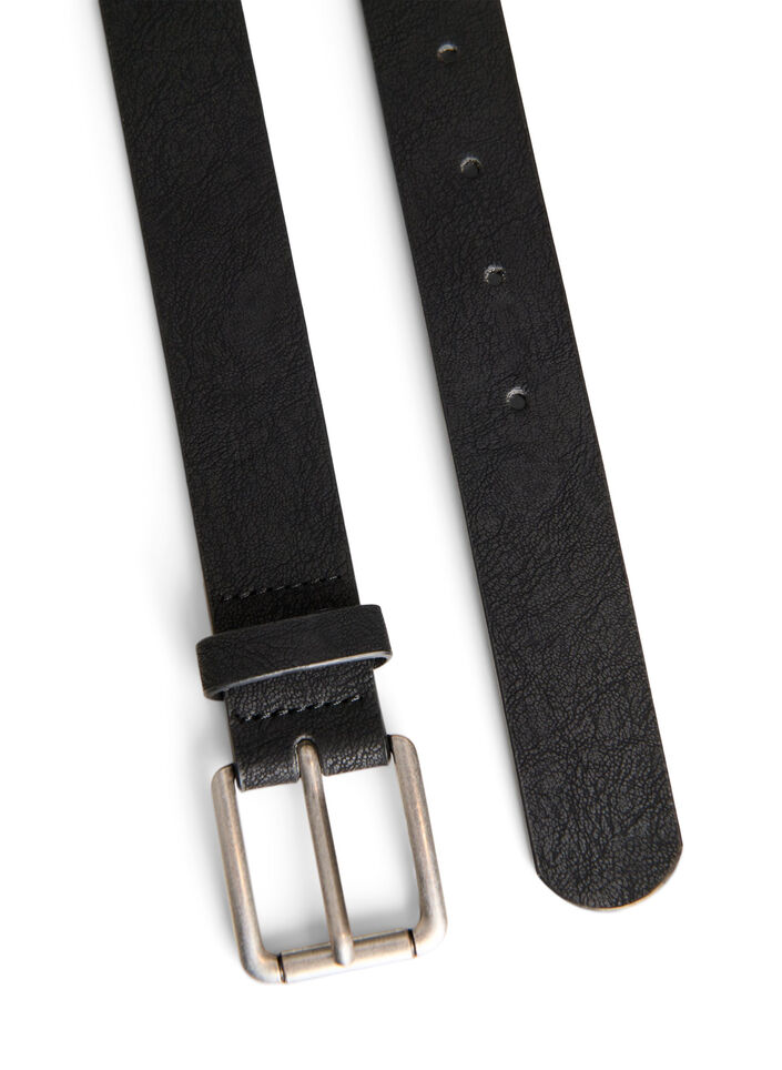 Ceinture en cuir mélangé avec boucle classique, Noir, Packshot image number 2