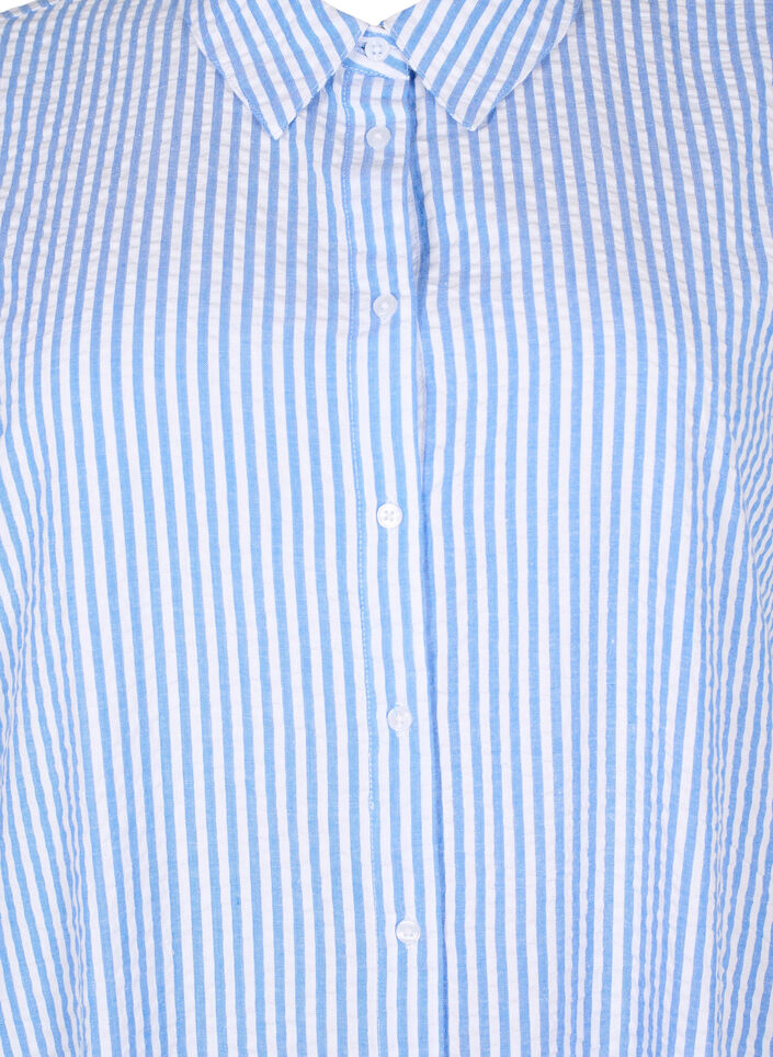 Chemise longue à rayures en coton, Light Blue Stripe, Packshot image number 2