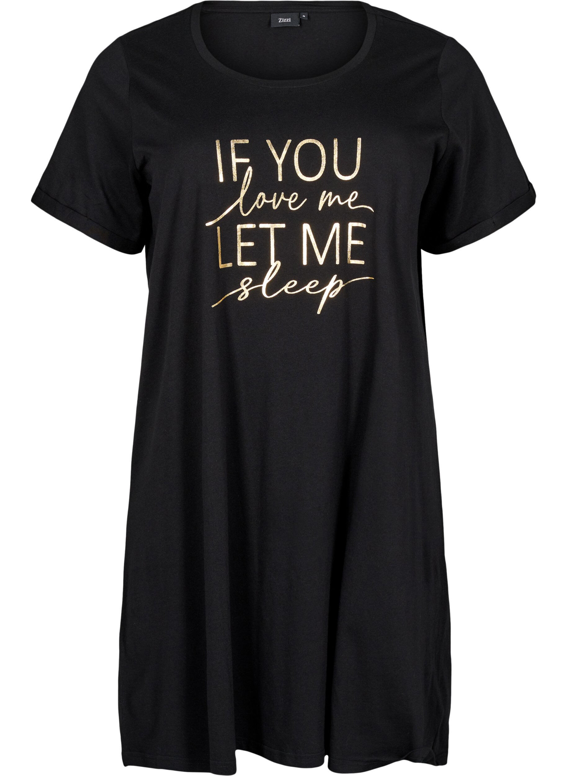 Zizzi Chemise de nuit &agrave; manches courtes en coton biologique, Noir, Packshot image number 0