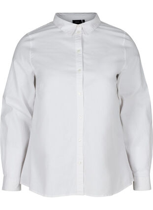 Chemise à manches longues en coton, Bright White, Packshot image number 0