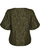 Blouse en jacquard avec des manches bouffantes et une coupe &eacute;vas&eacute;e, Vert fonc&eacute;, Packshot image number 1