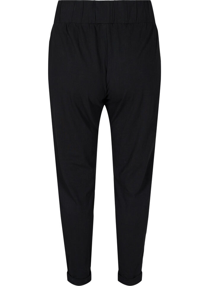 Pantalon en coton à revers, Noir, Packshot image number 1
