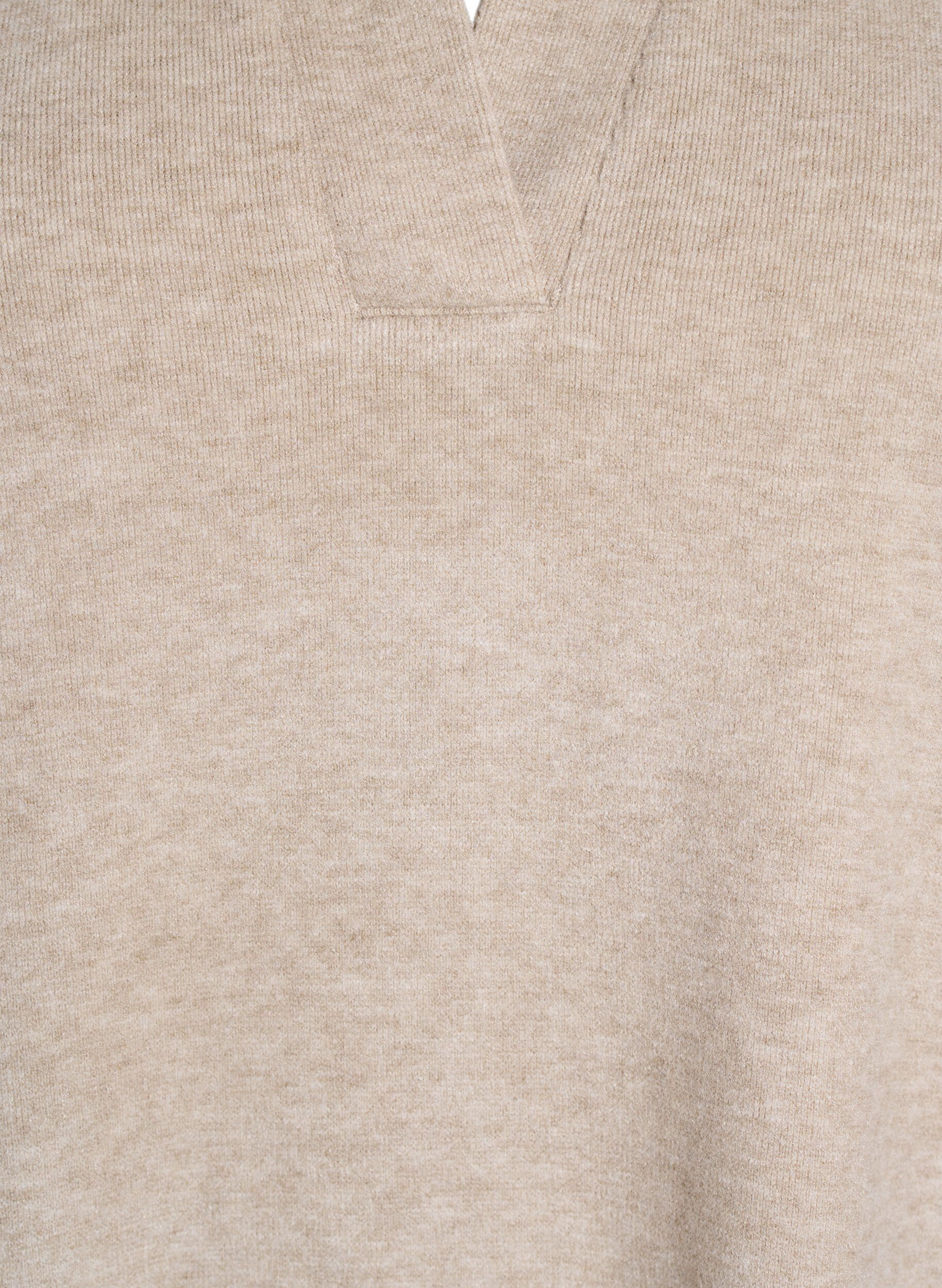 Zizzi Blouse en jersey avec col et manches courtes, Marron, Packshot image number 2