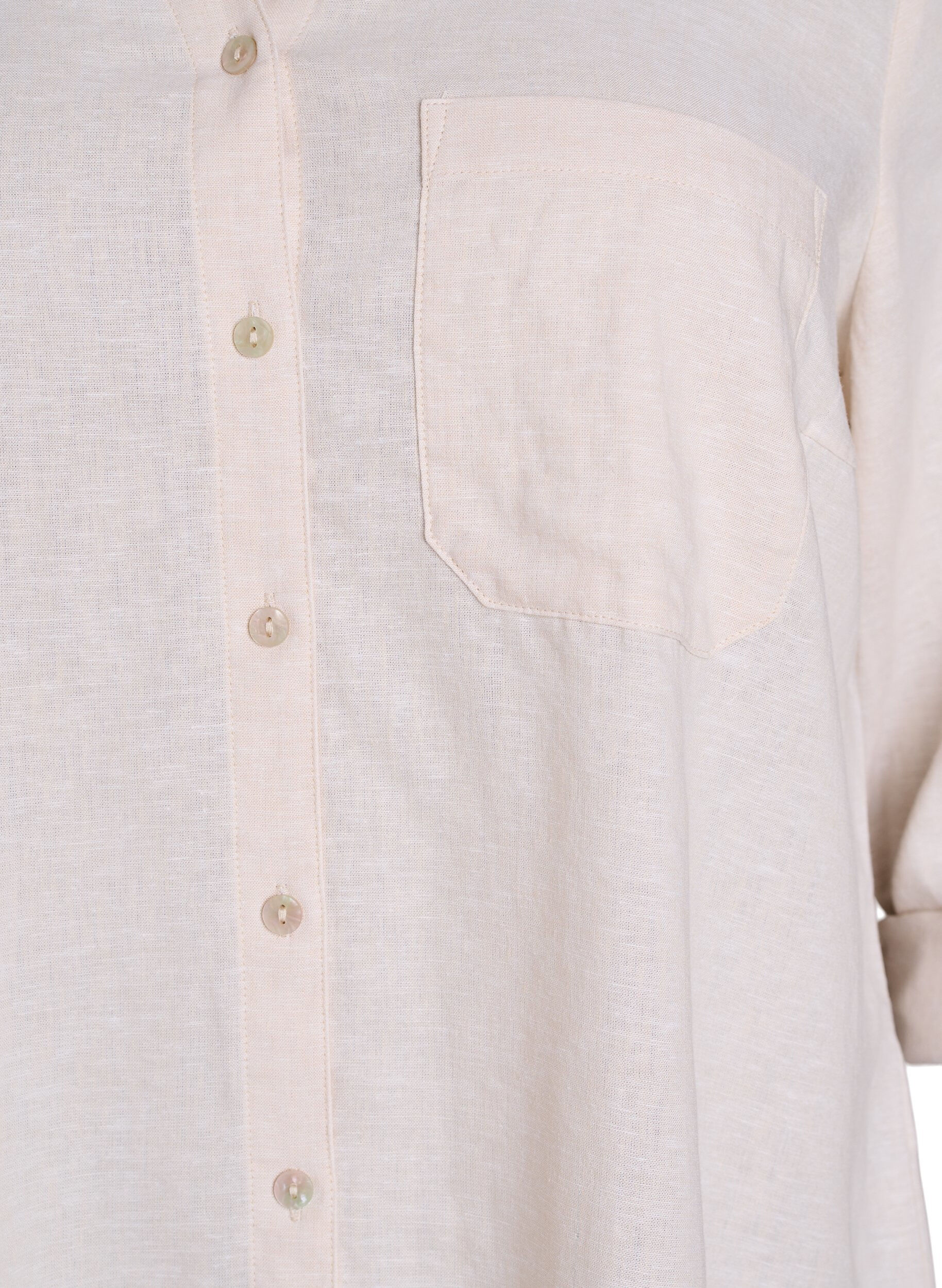 ZizziChemise en lin et viscose avec manches 3/4, Beige, Packshot image number 2