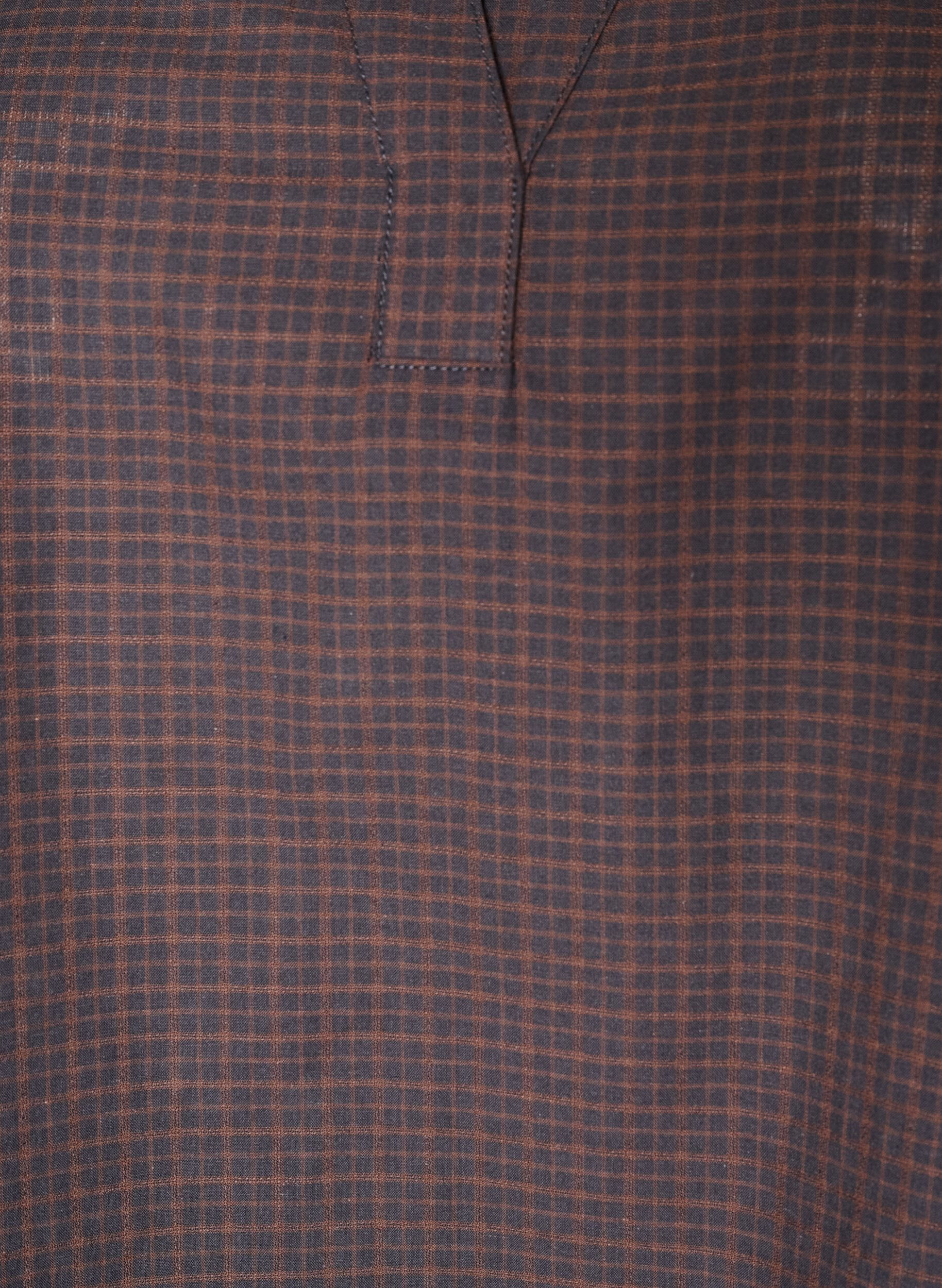 ZizziBlouse &agrave; carreaux avec col en V et manches 3/4, Marron, Packshot image number 2