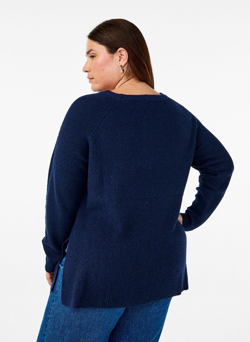 Chemisier en maille avec col rond, Naval Academy Mel., Model image number 1