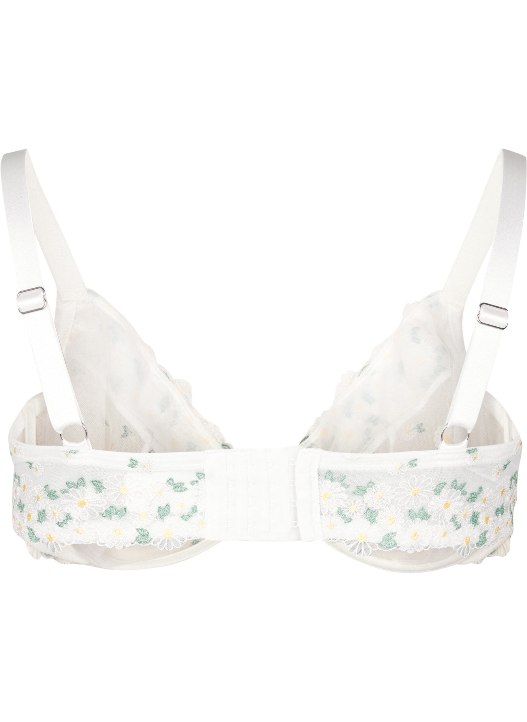 Zizzi Soutien-gorge balconnet en maille brod&eacute;e de marguerites, Blanc, Packshot image number 1