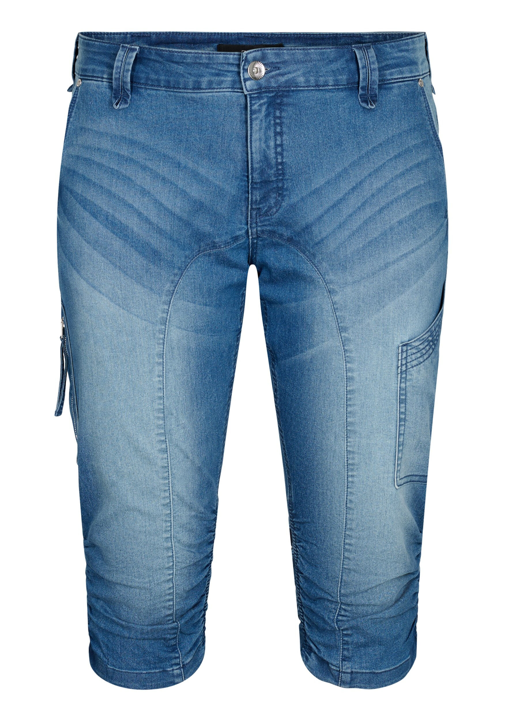 Zizzi Jean capri coupe slim avec poches, Bleu Clair, Packshot image number 0