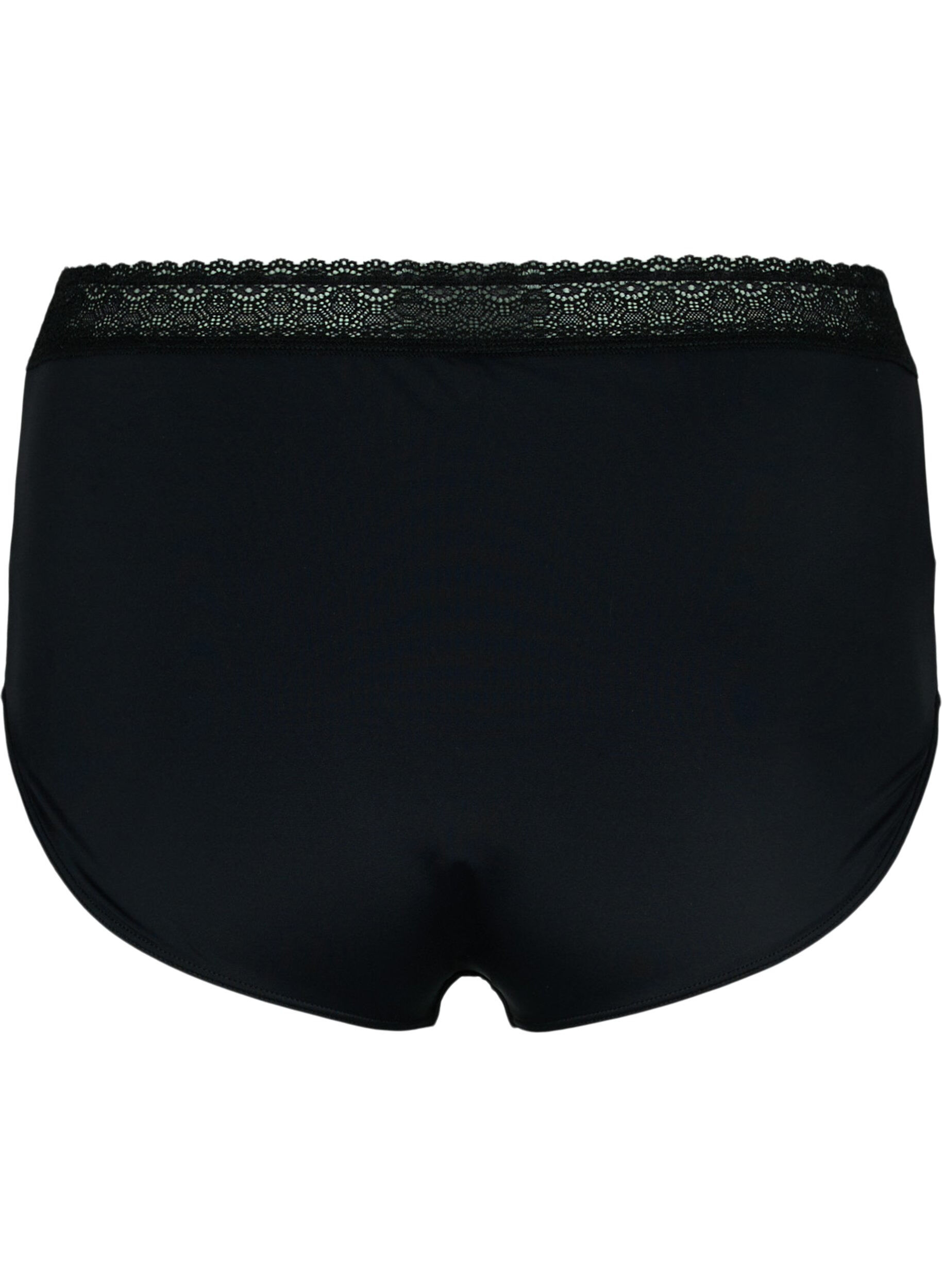 Zizzi Culotte taille haute &agrave; d&eacute;tails en dentelle, Black, Packshot image number 1