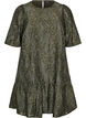 Robe jacquard avec des d&eacute;tails scintillants et des manches bouffantes, Vert, Packshot image number 0