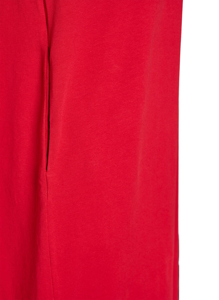 Robe T-shirt midi avec col en V, Rouge, Packshot image number 4