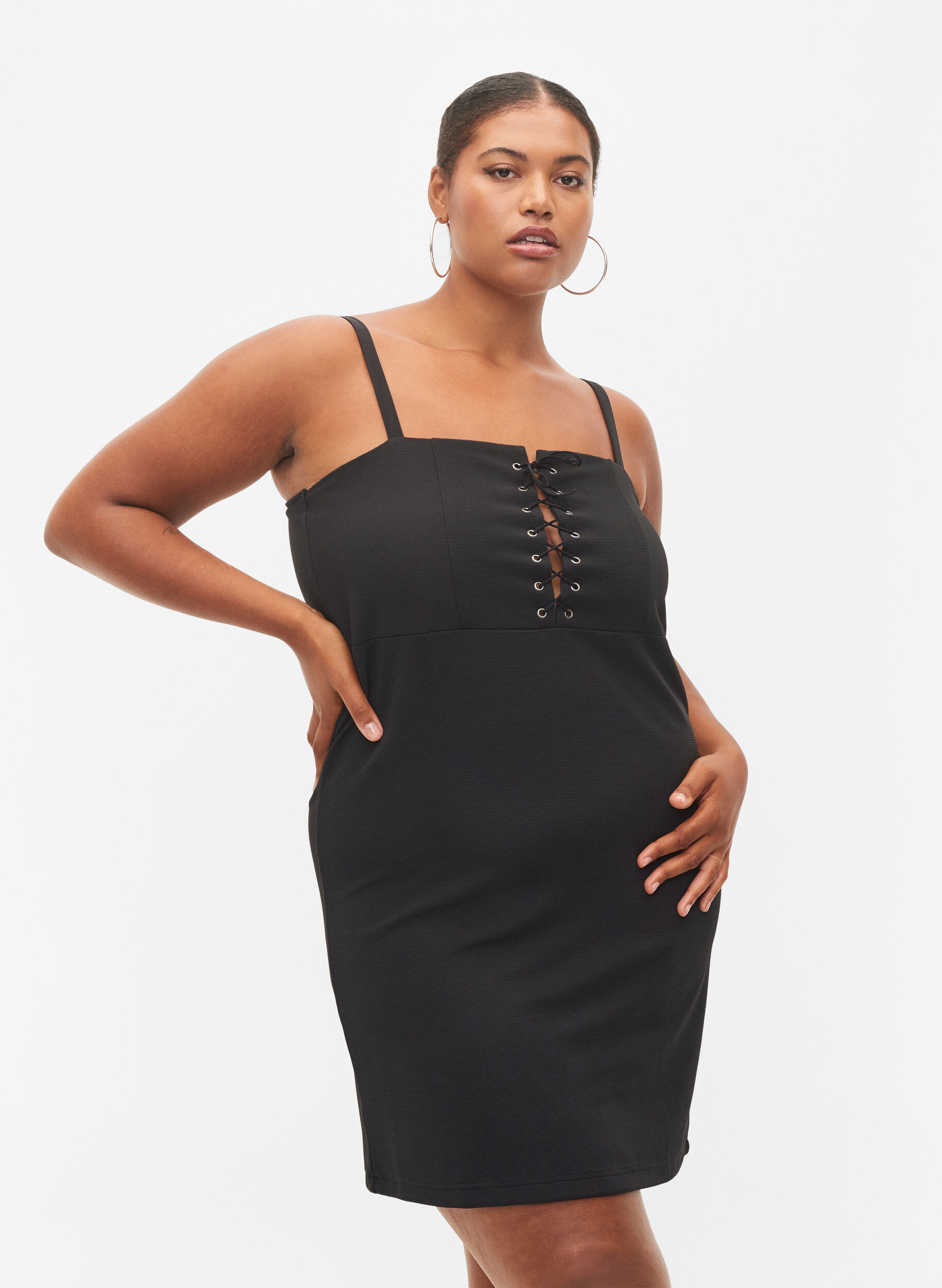 Zizzi Robe bodycon avec d&eacute;tail neige, Black, Model image number 0