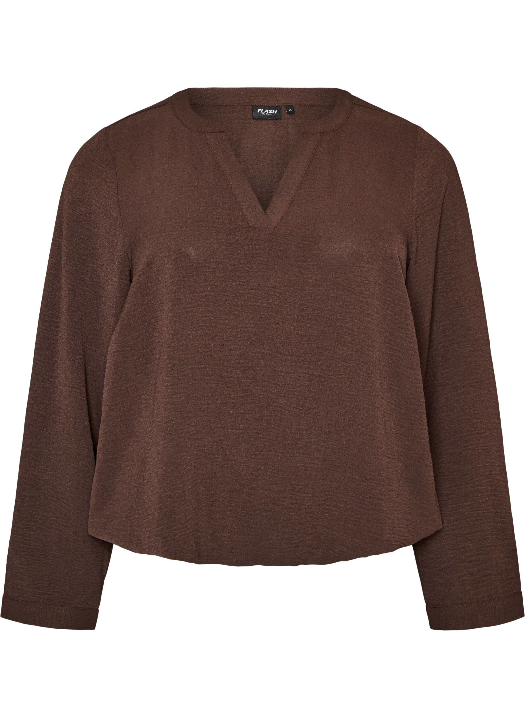 ZizziBlouse &agrave; la silhouette ballon avec col en V, Marron, Packshot image number 0
